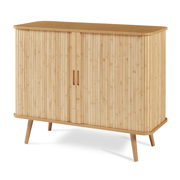 Comoda cu 2 usi glisante Nordkapp 100x40x80 cm bambus natur [en.casa]