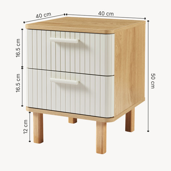 Noptiera Ferrersp 50x40x40 cm efect stejar/oatmeal [en.casa]