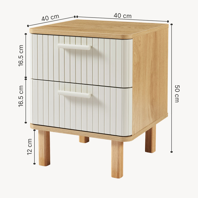 Schiță cotată Noptiera Ferrersp 50x40x40 cm efect stejar/oatmeal [en.casa]
