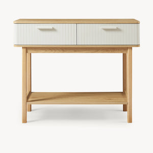 Masa consola cu 2 sertare Ferrersp 100x40x80 cm efect stejar/oatmeal [en.casa]