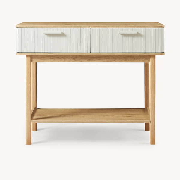 Masa consola cu 2 sertare Ferrersp 100x40x80 cm efect stejar/oatmeal [en.casa]