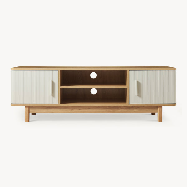 Comoda TV cu 2 usi Ferrersp 140x40x45 cm efect stejar/oatmeal [en.casa]