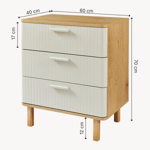 Comoda cu 3 sertare Ferrersp 70x60x40 cm efect stejar/oatmeal/natur [en.casa]