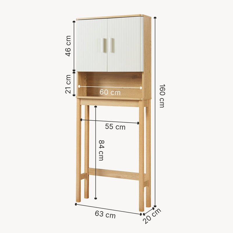 Schiță cotată Dulap baie deasupra WC Ferrersp 160x63x20 cm efect stejar/oatmeal/natur [en.casa]