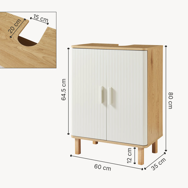 Dulap baie sub chiuveta Ferrersp 80x60x35 cm efect stejar/oatmeal/natur [en.casa]