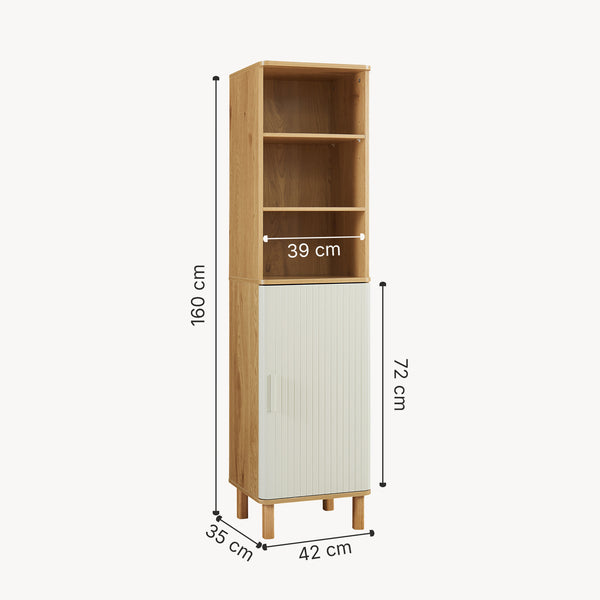 Dulap inalt baie Ferrersp 160x42x35 cm efect stejar/oatmeal/natur [en.casa]