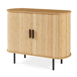 Dulap cu 2 usi glisante pt pantofi Tvedestrand 100x40x80 cm mdf/bambus/metal natur/negru [en.casa]