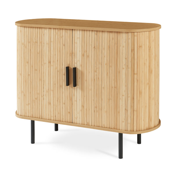 Dulap cu 2 usi glisante pt pantofi Tvedestrand 100x40x80 cm mdf/bambus/metal natur/negru [en.casa]