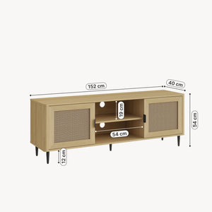 Comoda TV  Lukhomso 152x40x54 cm efect stejar/efect ratan [en.casa]