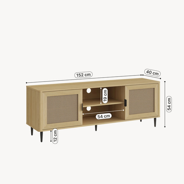 Comoda TV  Lukhomso 152x40x54 cm efect stejar/efect ratan [en.casa]