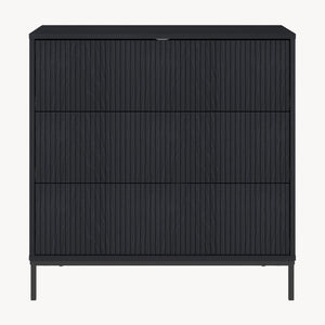 Comoda cu 3 sertare Nykapin 80x80x40 MDF negru structurat [en.casa]