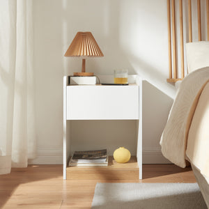 Noptiera cu sertar Kuorshare 55x42x37 cm alb/efect stejar [en.casa]
