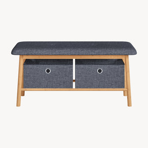 Bancă Vad cu 2 cutii de depozitare 90x30x45 cm Natur/Gri [en.casa]