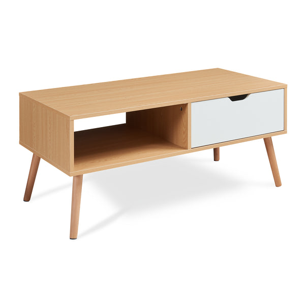 Masuta cafea Bordkak 100x48x45 cm efect stejar/alb [en.casa]