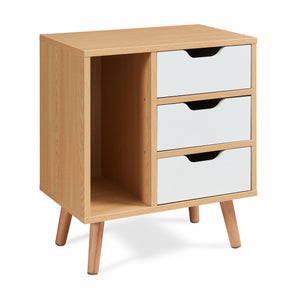 Noptiera Bordkak 55x48x30 cm efect stejar/alb [en.casa]