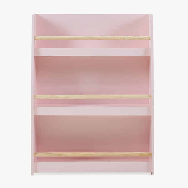 Raft roz pentru carti copii cu 3 spatii depozitare Virer 78x60x18 cm [en.casa]