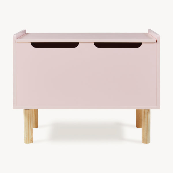 Lada roz cu capac pentru depozitarea jucariilor in camera copiilor Virer 60x40x44,5 cm roz/natur [en.casa]