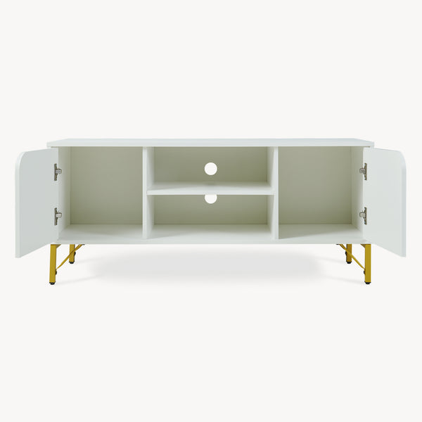 Comoda TV cu 2 usi Reyri 120x39x52 cm alb/auriu [en.casa]
