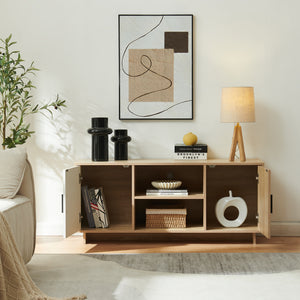 Comoda TV Kenta 120x39x52 cm efect stejar Sonoma/alb [en.casa]