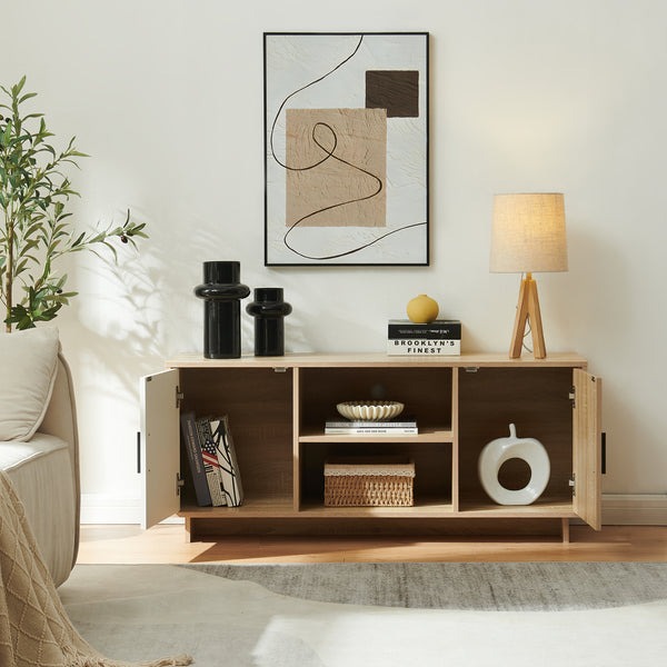 Comoda TV Kenta 120x39x52 cm efect stejar Sonoma/alb [en.casa]