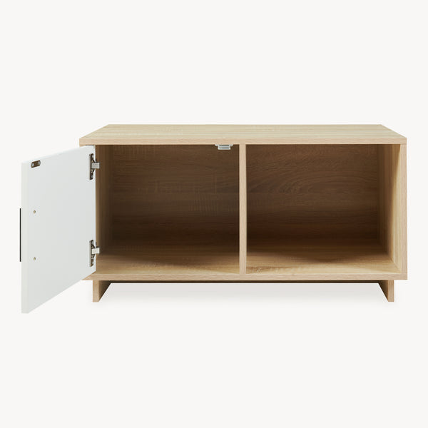 Masuta cafea bicolor Kenta 80x45x40 cm efect stejar Sonoma/alb [en.casa]