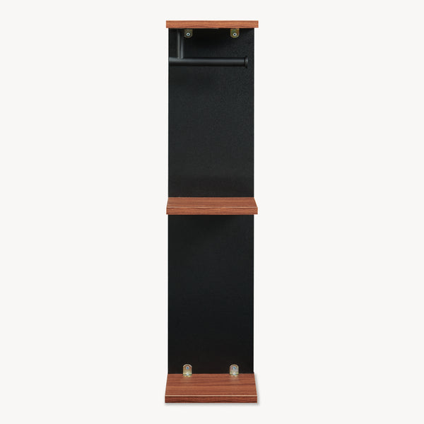 Suport de sine statator pentru hartie WC cu 3 rafturi Trond 77x18x18 cm negru/efect lemn nuc [en.casa]