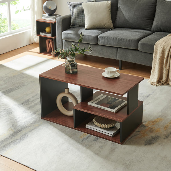 Măsuță de cafea Trond 80x40x42 cm Negru/Nuc [en.casa]