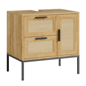 Dulap pentru chiuvetă Marhasa 60x60x40 cm aspect stejar/negru [en.casa]
