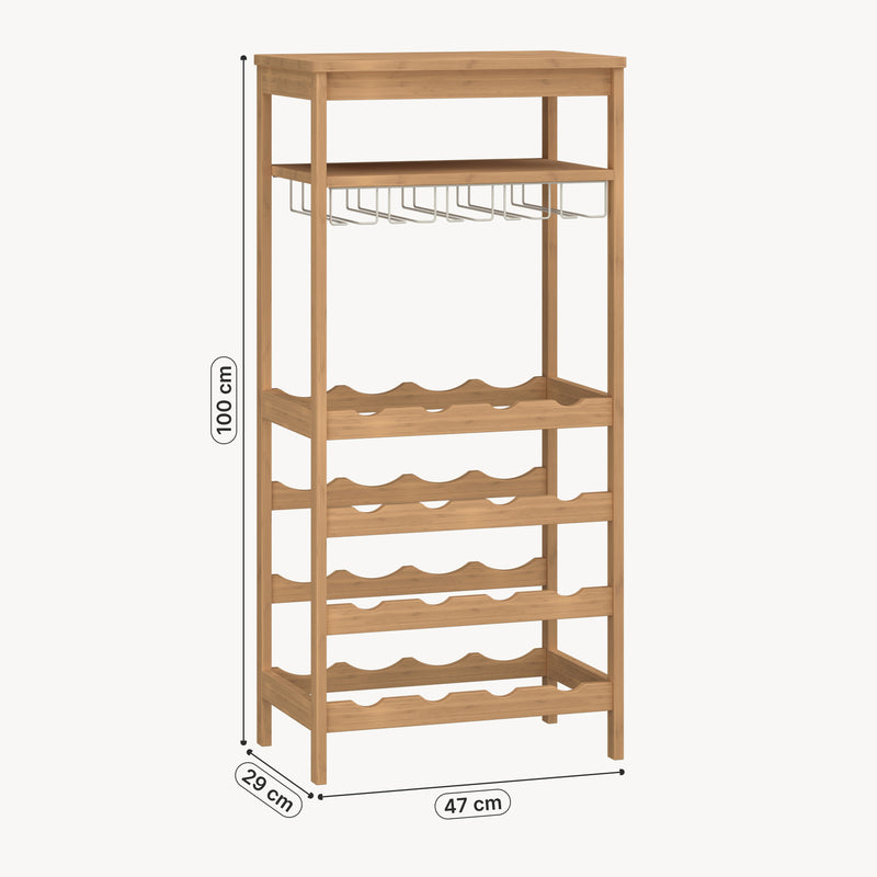 Schiță cotată Suport sticle vin Fillby 100x47x29 cm bambus natur [en.casa]