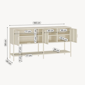Servanta cu usi si rafturi Kliri 160x40x80 cm otel crem deschis [en.casa]