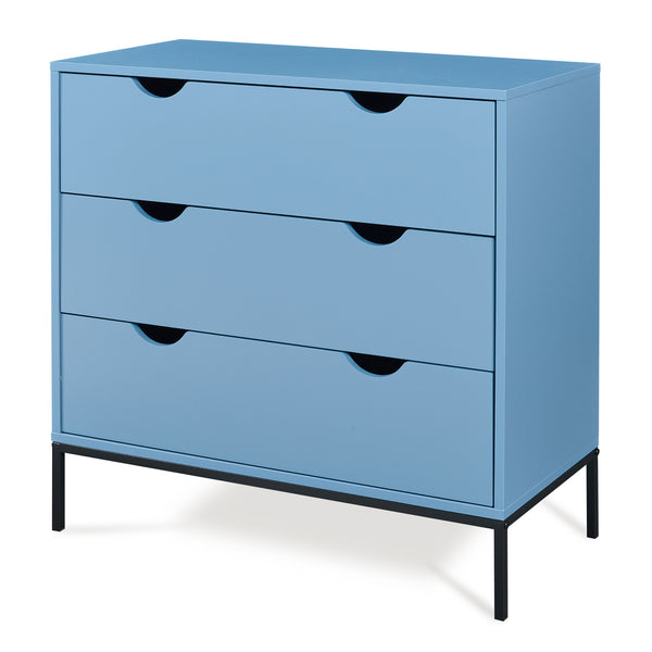 Comoda cu 3 sertare Colwyn 78x80x40 cm albastru/negru [en.casa]