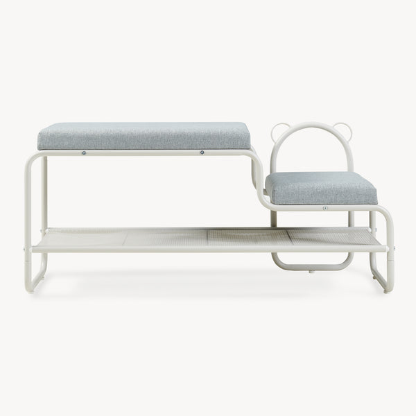 Banca pantofi cu scaun integrat pentru copii Jässaatka 100x32x45,5 cm gri [en.casa]
