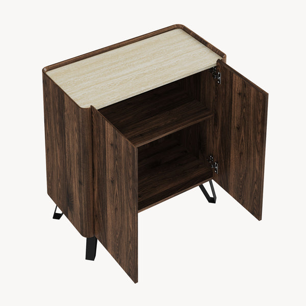 Comodă Trorlon 83x80x40 cm aspect nuc/travertin [en.casa]