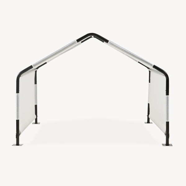 Cort casa caini design deschis Valevali 122x122x90 cm alb  [en.casa] 