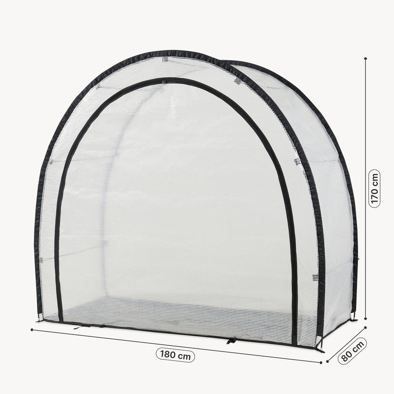 Schiță cotată Sera gradina cu fermoar Larshasas 180x80x170 cm transparent  [en.casa] 