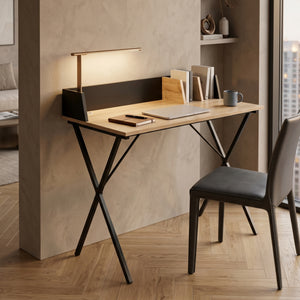 Birou Kappespoo 84x80x50 cm Negru/Aspect stejar [en.casa]