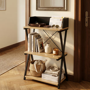 Raft de podea Kappespoo 84x50x30 cm Negru/Aspect stejar [en.casa]