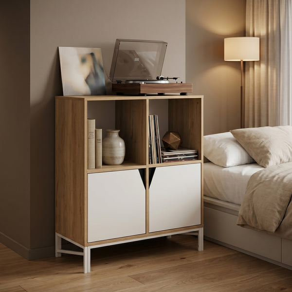 Comodă Kerrköndam 94x76x40 cm aspect stejar/alb [en.casa]
