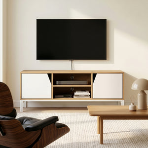 Dulap TV Kerrköndam 120x40x46 cm aspect stejar/alb [en.casa]