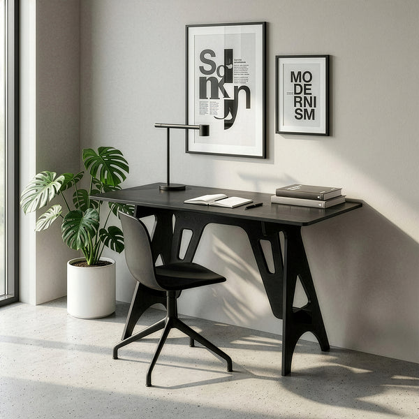 Birou Bostenenna 120x60x75 cm Negru cu textură de lemn [en.casa]