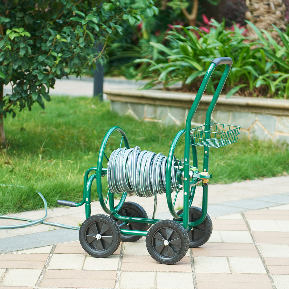 Carucior metalic pentru furtun de 3/4' - până la 60m furtun - tambur de înfășurare pentru furtun de grădină [pro.tec]