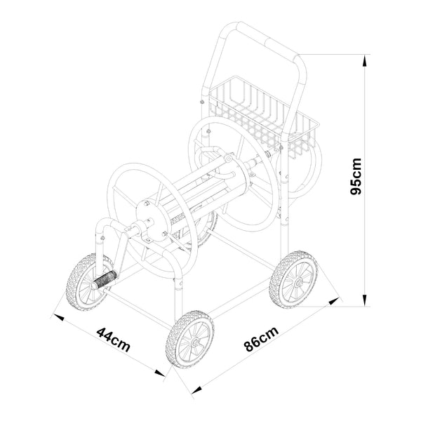 Carucior metalic pentru furtun de 3/4' - până la 60m furtun - tambur de înfășurare pentru furtun de grădină [pro.tec]