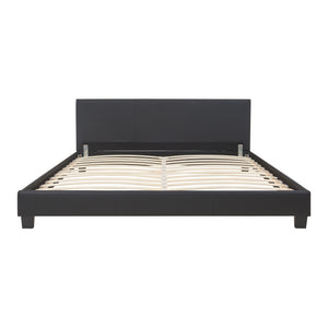 Corium® Pat frantuzesc modern, tapitat Navarra, imitatie de piele,160 x 200 cm, negru,  fara saltea
