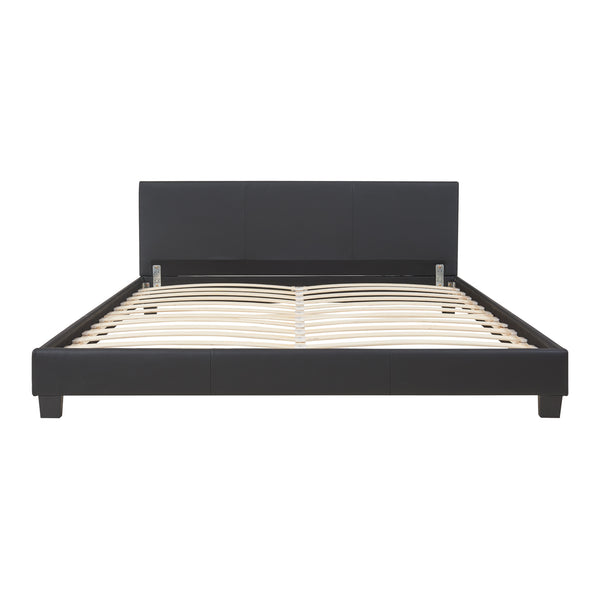 Corium® Pat frantuzesc modern, tapitat Navarra, imitatie de piele,160 x 200 cm, negru,  fara saltea