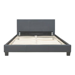 Corium® Pat frantuzesc modern, tapitat Aragon, Corium,  imitatie de piele,140 x 200 cm, gri inchis, fara saltea