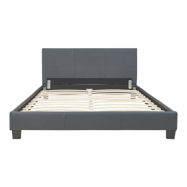 Corium® Pat frantuzesc modern, tapitat Aragon, Corium,  imitatie de piele,140 x 200 cm, gri inchis, fara saltea