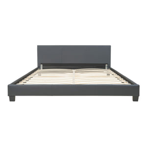 Corium® Pat frantuzesc modern, tapitat Rioja, imitatie de piele,180 x 200 cm, gri inchis, fara saltea