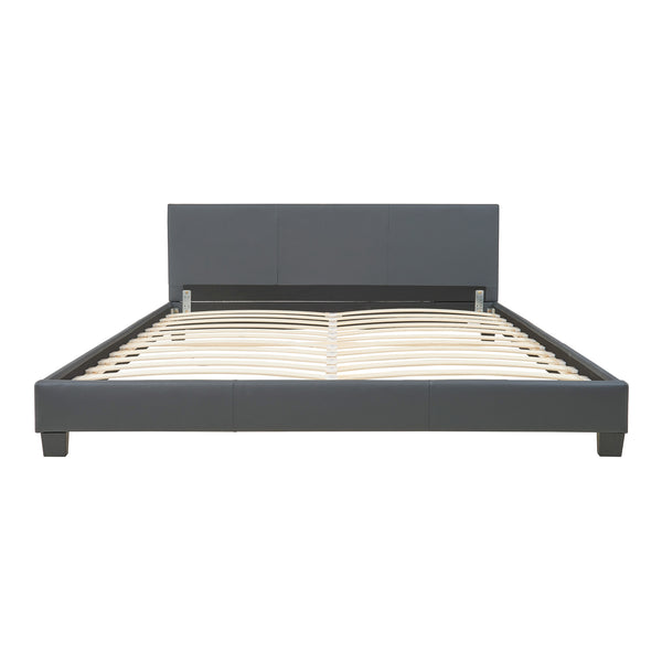Corium® Pat frantuzesc modern, tapitat Rioja, imitatie de piele,180 x 200 cm, gri inchis, fara saltea