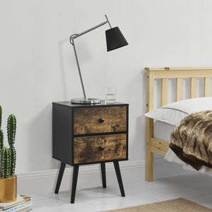 [en.casa]® Masuta Amalia cu sertare, 60 x 40 x 29,5 cm, PAL/lemn, 10Kg, dreptunghiulara, efect lemn/negru