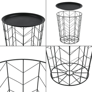 Masuta cafea Cerisey set 2 bucati cu blat detasabil metal negru [en.casa]